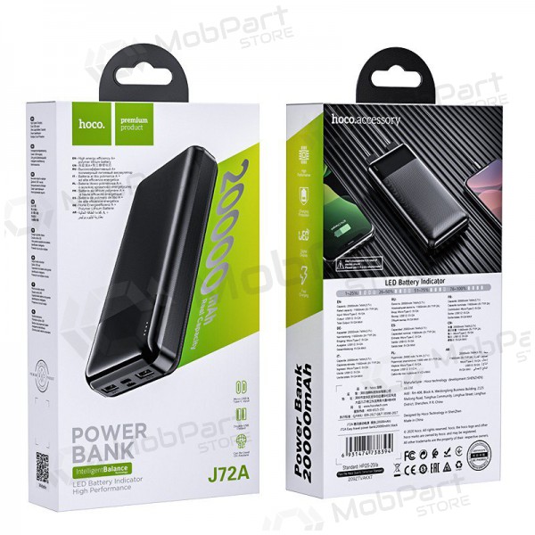Externe batterij Power Bank Hoco J72A 20000mAh zwart