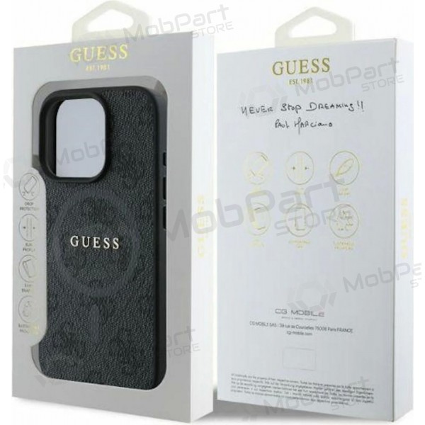 Apple iPhone 16 Pro hoesje - Guess PU Leather 4G Colored Ring MagSafe (zwart)