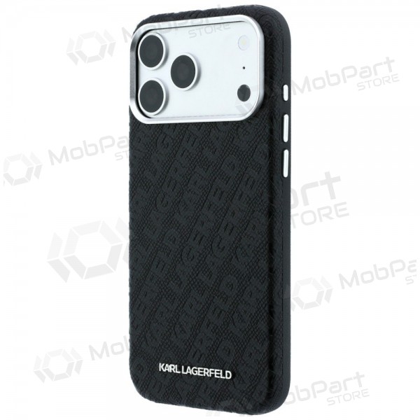 Apple iPhone 18 Pro Max hoesje - Karl Lagerfeld PU Grained Allover Semi Wrap MagSafe (zwart)