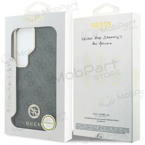 Samsung Galaxy S26 Ultra hoesje - Guess PU Leather 4G Strass Logo Gold Frame Magnetic (zwart)