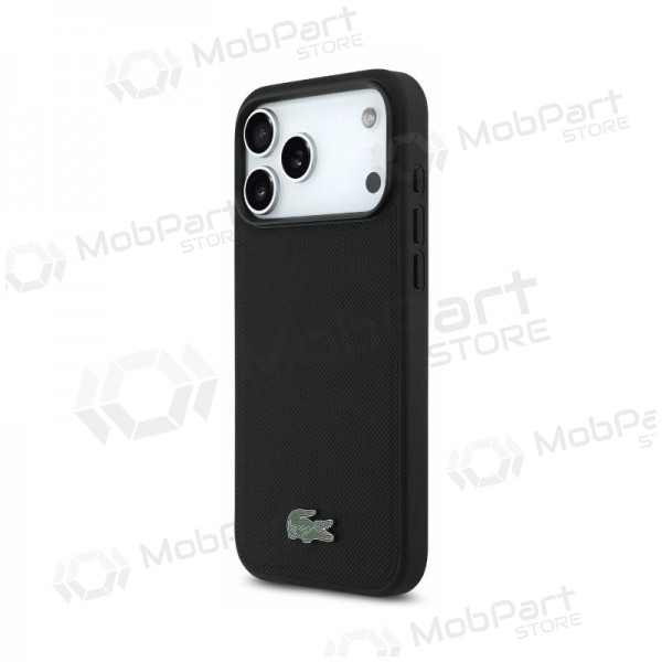 Apple iPhone 18 Pro Max hoesje - Lacoste PVC Petit Pique Semi Wrap Embossed MagSafe (zwart)