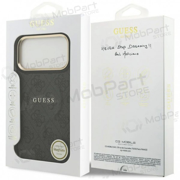 Apple iPhone 17 Pro hoesje - Guess PU Leather 4G Gold Frame MagSafe (zwart)
