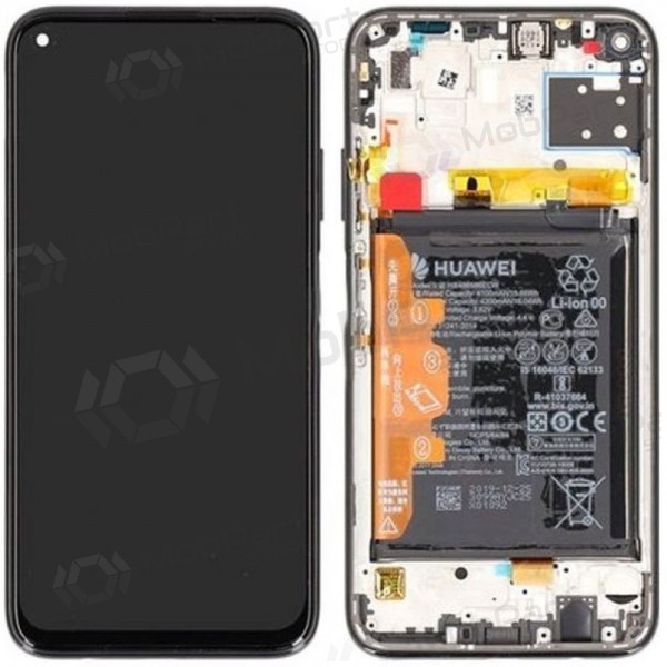 Huawei P40 Lite scherm (zwart) (met een frame en batterij) (service pack) (origineel)