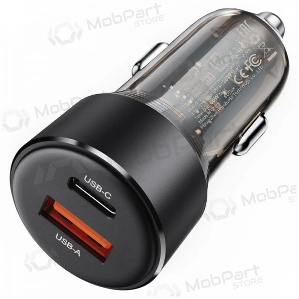 Autolader Acefast B12 60W USB-C/USB-A zwart