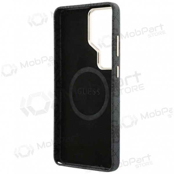 Samsung Galaxy S26 Ultra hoesje - Guess PU Leather 4G Strass Logo Gold Frame Magnetic (zwart)