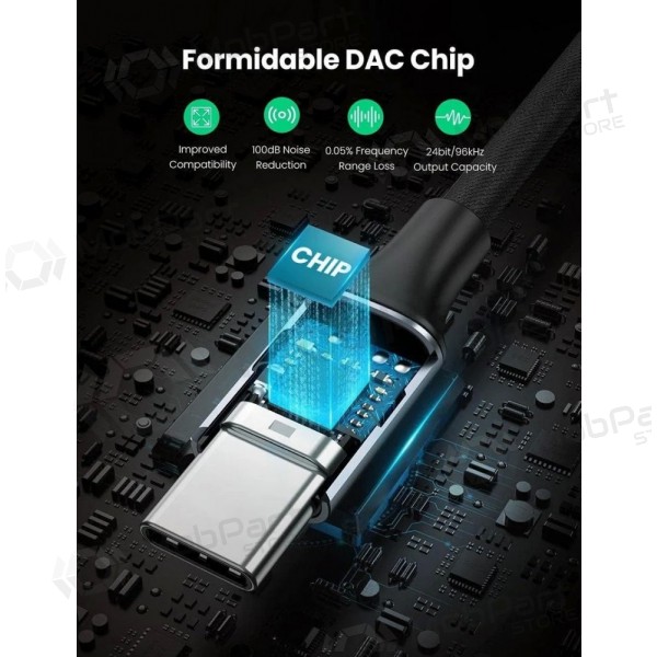 Audioadapter Ugreen AV161 USB-C naar 3.5 mm grijs