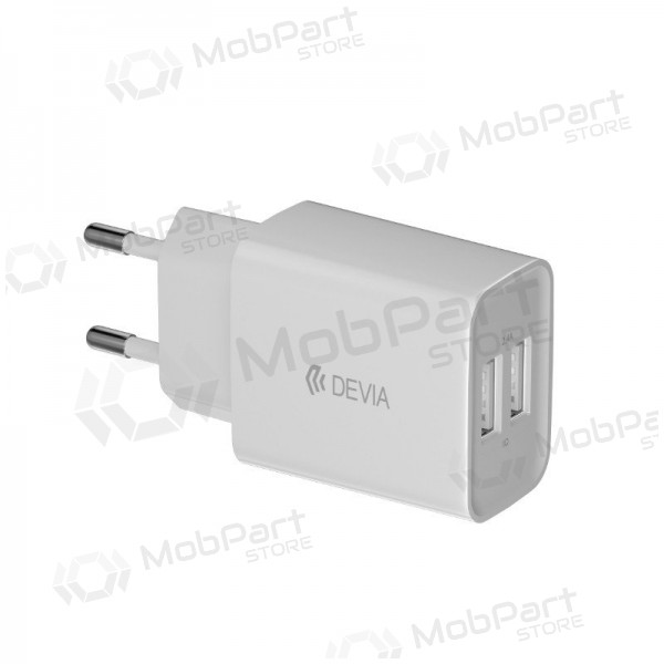 Lader Devia Smart x 2 USB (2.4A) + MicroUSB, (wit)