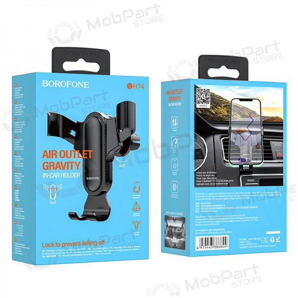 Automobilinis Universeel telefono laikiklis Borofone BH74 mounted on ventilation grilles, zwart