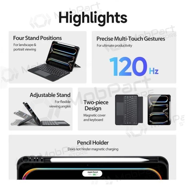 Apple iPad Pro 11 2024, 2025 hoesje met toetsenbord - Dux Ducis DK (zwart)