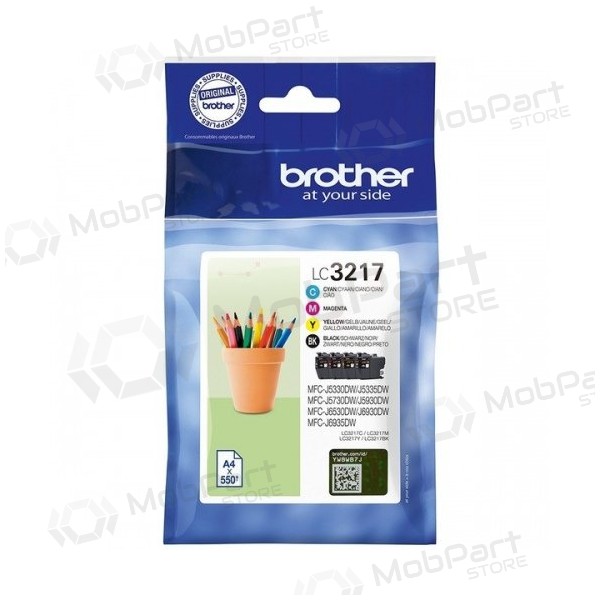 Brother LC3217 (LC3217VALDR) Inktcartridgeset, Zwart, cyaan, magenta, geel