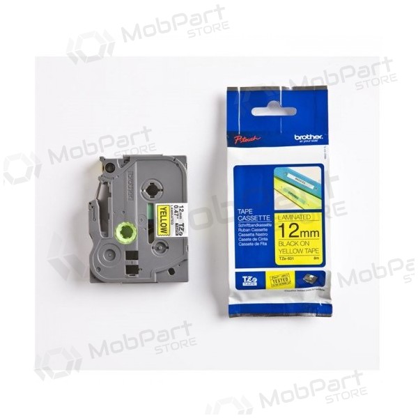 Brother TZe-631 (TZE631) gelamineerde labeltape zwart op geel 12mm, 8m