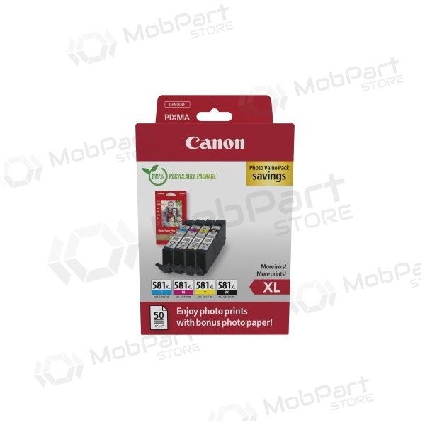 Canon CLI-581XL (2052C004) fotowaardepakket inktcartridgeset, C/M/Y/BK