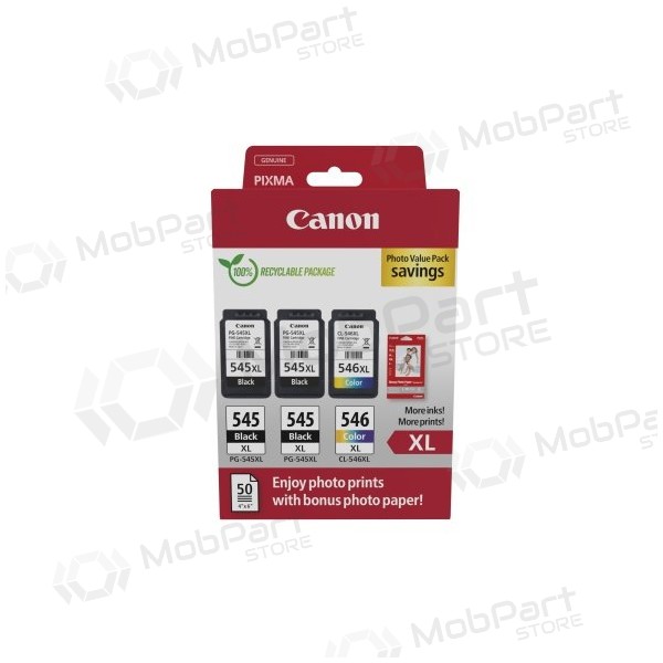 Canon PG-545XL/CL-546XL (8286B015) fotowaardepakket inktcartridgeset, ZW/CMY