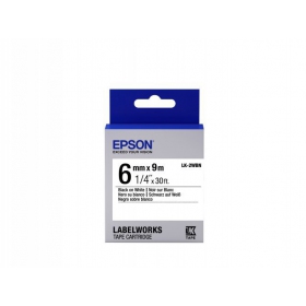 Epson labelcassette LK-2WBN standaard lijm zwart op wit 6 mm (9 m)