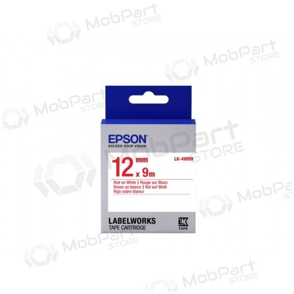 Epson LK-4WRN (C53S654011) labelcartridge standaard, rood op wit 12 mm (9 m)